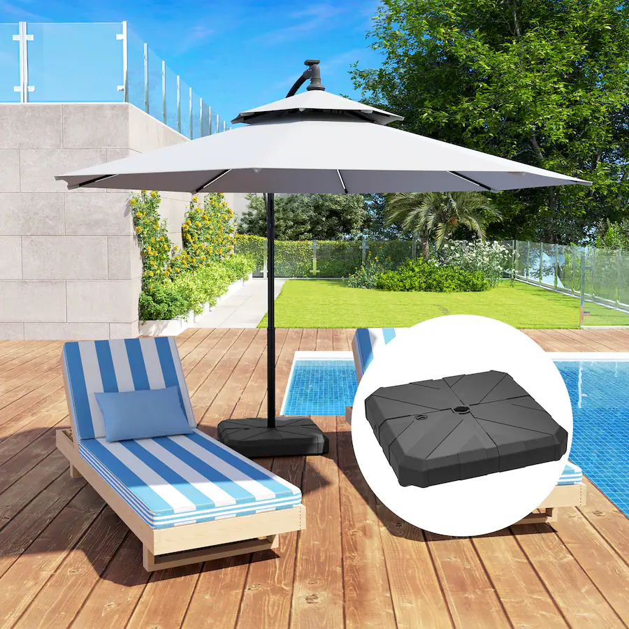 Outsunny Cantilever Offset Umbrella Base, Sand/Water Filled Patio ...