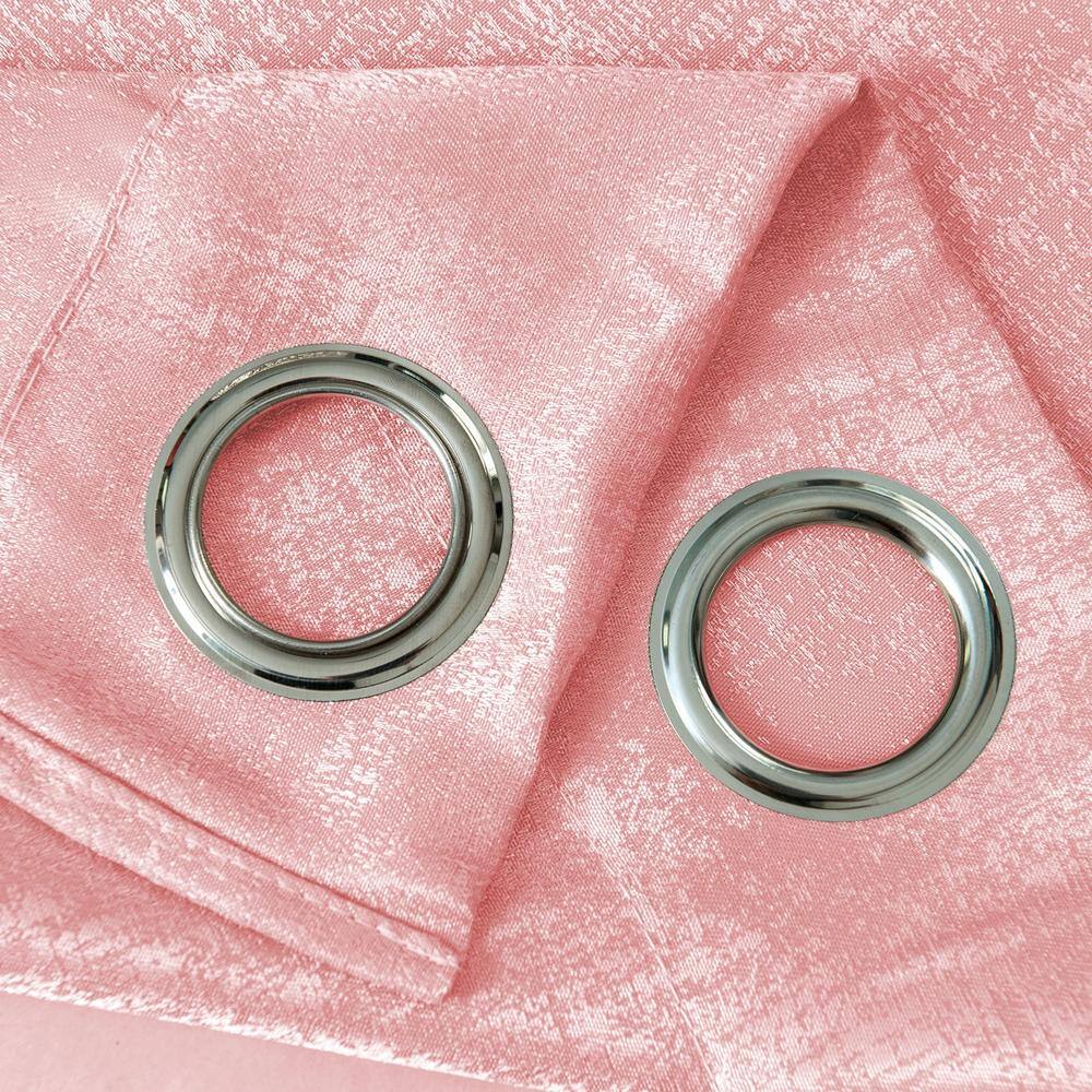 Left. Olivia Gray - Olivia Gray Roxy Two Tone Jacquard Grommet Curtain Panel - 54x84", Blush - Blush.