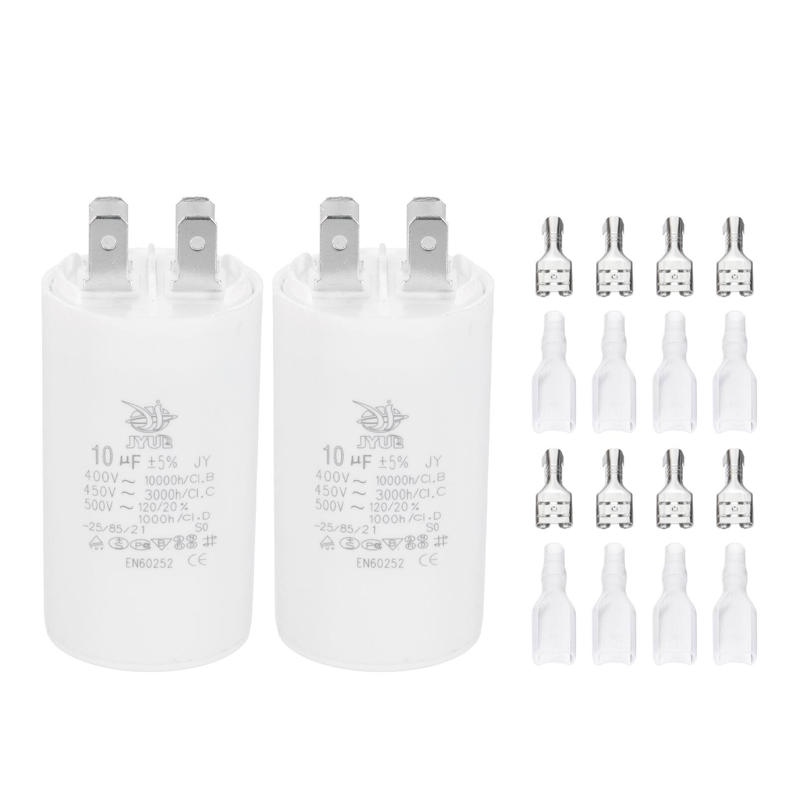 Unique Bargains - 2pcs 10uF CBB60 Run Capacitor, AC 450V 4 Pin Double Insert with Sheath Spring for Motor Start - White price history on PriceWatchPro