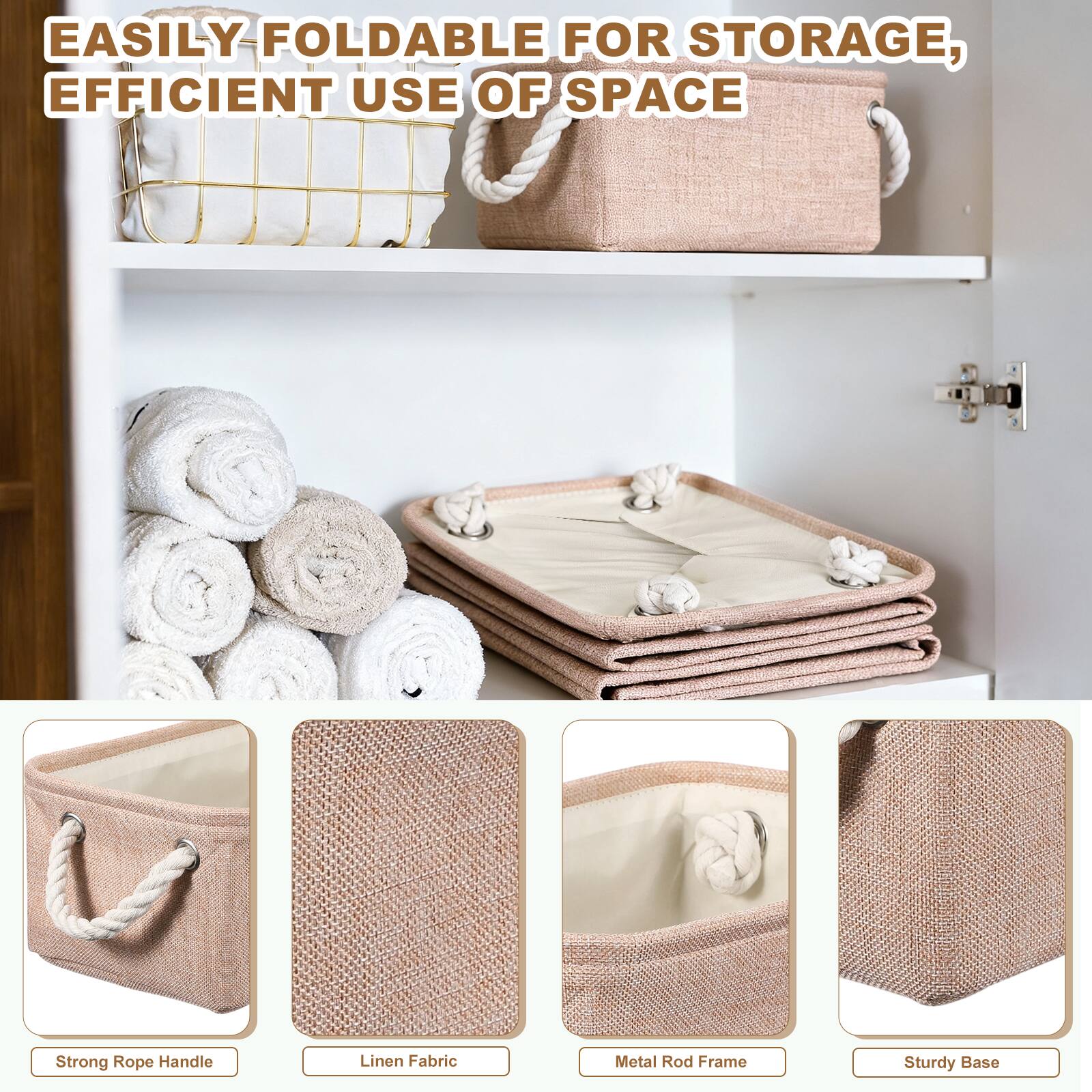 Unique Bargains 2pcs Fabric Storage Bins, 14x10.2x6.3 Inch Foldable ...