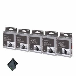 Fujifilm - 5xFUJIFILM INSTAX Wide Monochrome Instant Film (10 Exposures), Microfiber Cleaning Cloth, Bundle