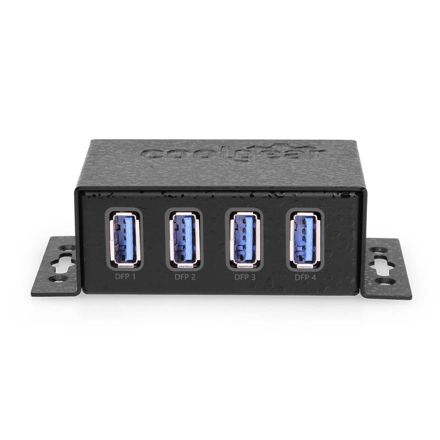 Coolgear - 4-Port USB 3.2 Gen 1 Hub - 5Gbps - Surge Protection - Surface & DIN Rail Mountable - Includes Power Adapter - Black