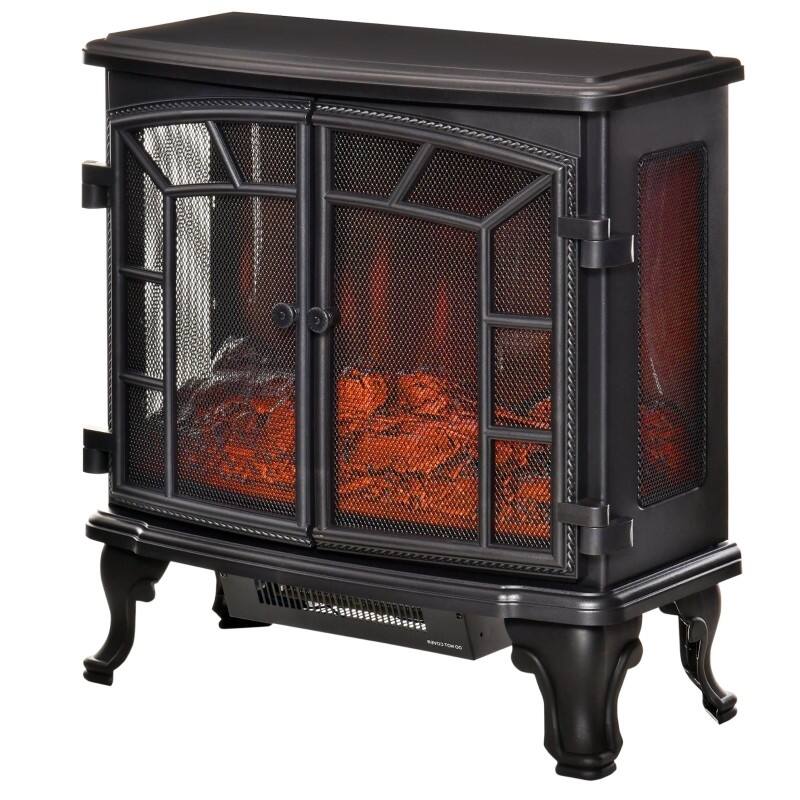 Front. Hivvago - Black Remote Controlled Electric Fireplace Heater Realistic LED Flames and Logs - Black.