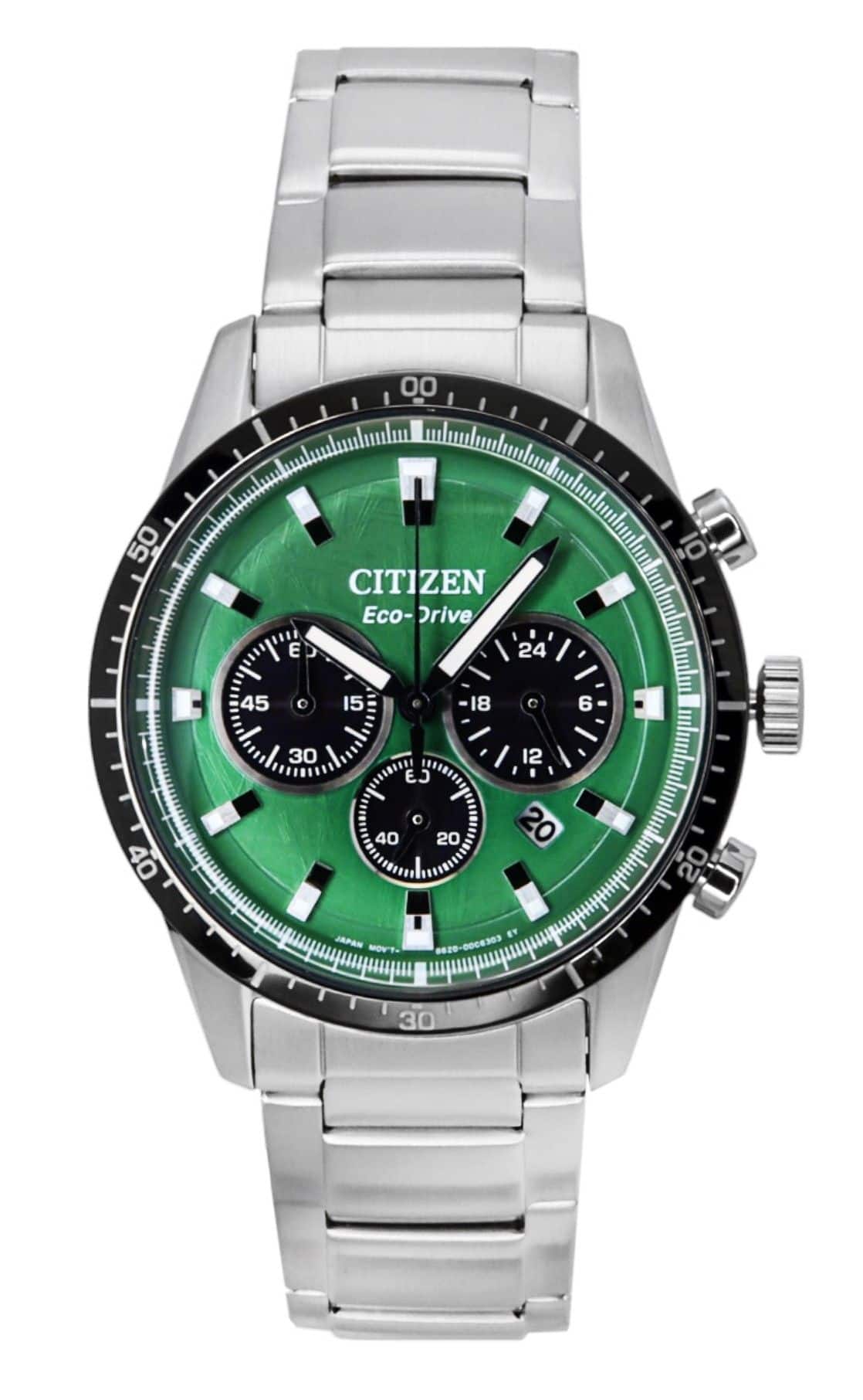 Citizen - Eco-Drive Chronograph Stainless Steel Dial CA4624-56X 100M Men's Watch - Green