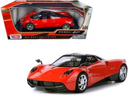 Pagani Huayra Bright with Chrome Wheels 1/24 Diecast Model Car by Motormax - Red