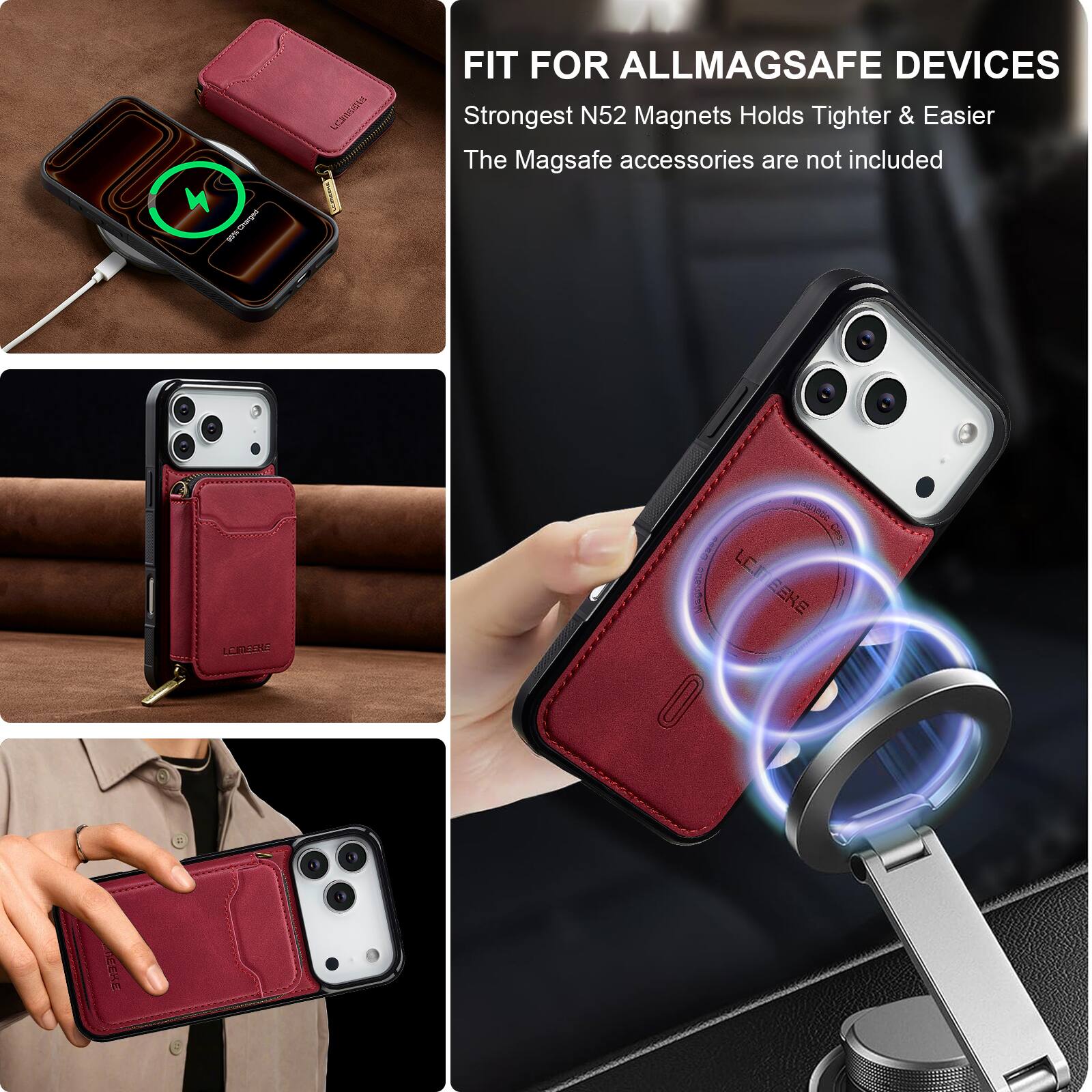 4 - UCSOQU FIT FOR ALLMAGSAFE DEVICES  
Strongest N52 Magnets Holds Tighter & Easier  
The Magsafe accessories are not included