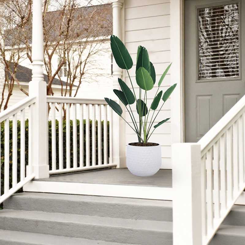 Alt View 2. Loheer - Loheer Ceramic Planter Set, Handmade White Textured Ceramic Planters for Orchids, Succulents, Indoor Outdoor.