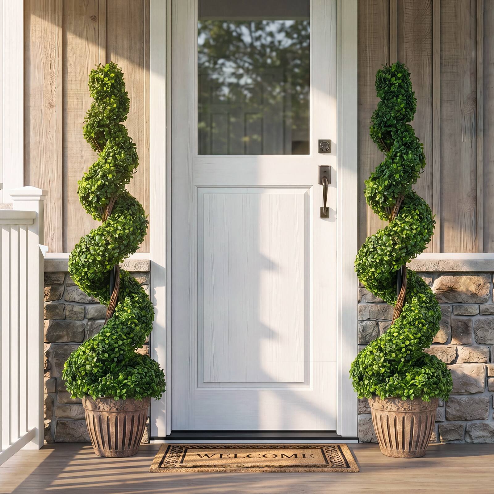 Alt View 1. Costway - Costway 4FT Artificial Boxwood Spiral Tree Faux Tree W/Realistic Leaves Indoor Outdoor - Green.