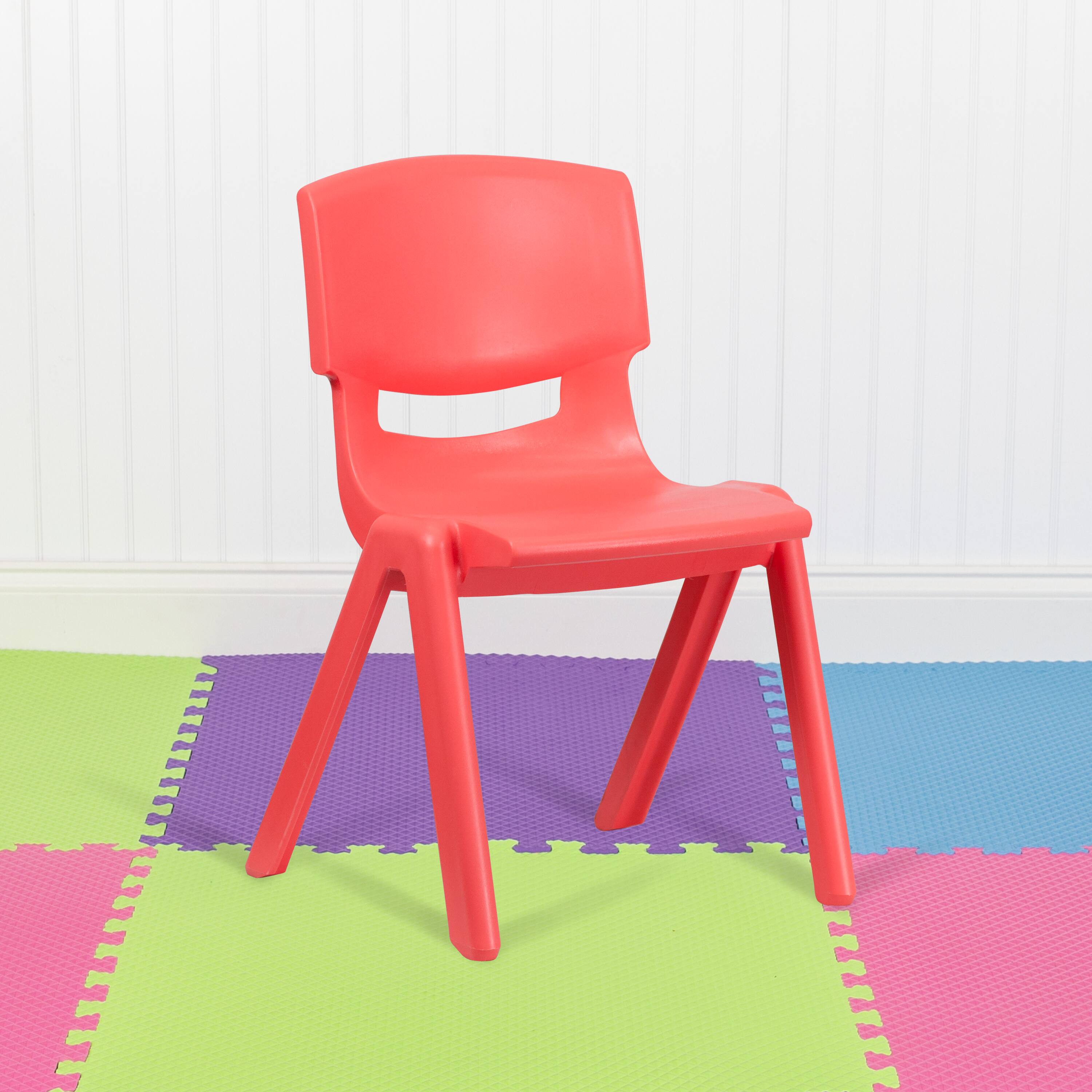 Alt View 2. Emma + Oliver - 5 Pack Plastic Stackable School Chair with 15.5'' Seat Height - Red.