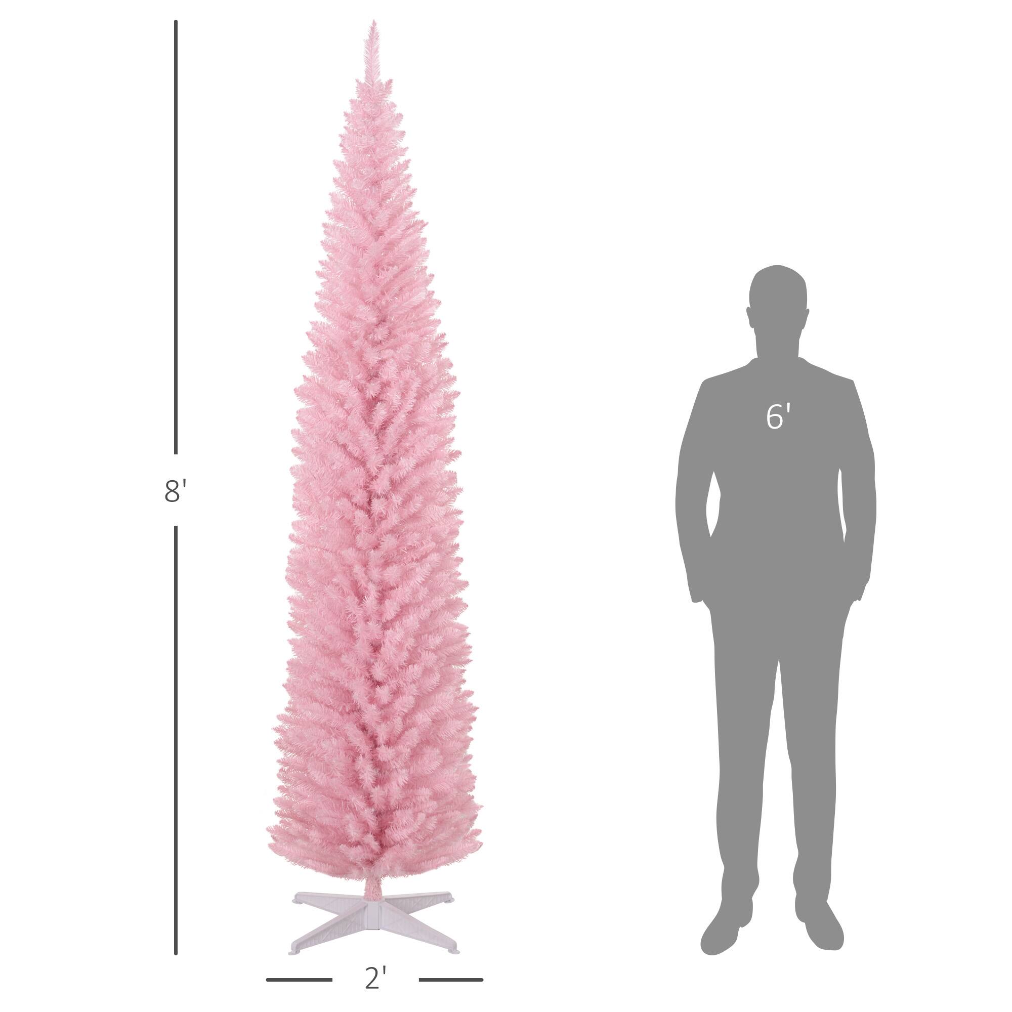 Alt View 2. Homcom - Artificial Pencil Christmas Tree, Slim Xmas Tree with 618 Realistic Branch Tips and Plastic Stand - Pink.