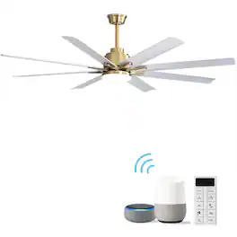 Loheer - 66" Smart Ceiling Fan with Dimmable 18W LED Light, Reversible DC Motor, Wi‑Fi & Remote Control - Gold + Metal