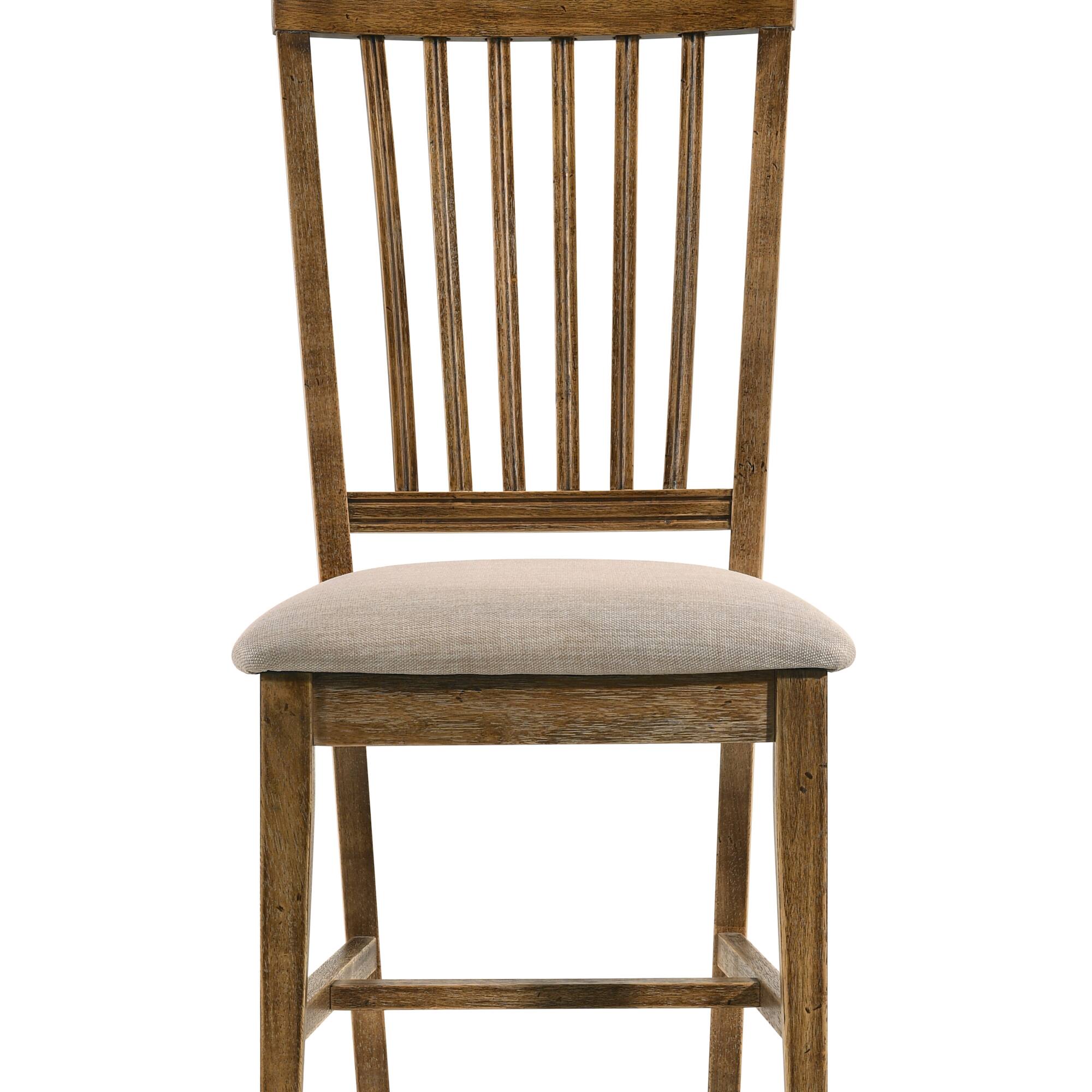 Back. GOODSILO - Elegant High Back Dining Chair with Tan Linen Upholstery and Weathered Oak Finish, Set of 2 - Oak+Tan.