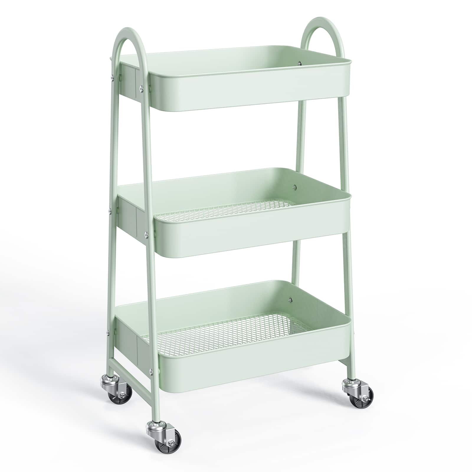 Anysun - 3-Tier Metal Rolling Utility Cart - Storage Organizer Trolley for Kitchen, Bathroom, Laundry, Office - Green price history on PriceWatchPro