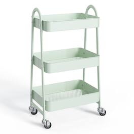 Anysun - 3-Tier Metal Rolling Utility Cart - Storage Organizer Trolley for Kitchen, Bathroom, Laundry, Office - Green