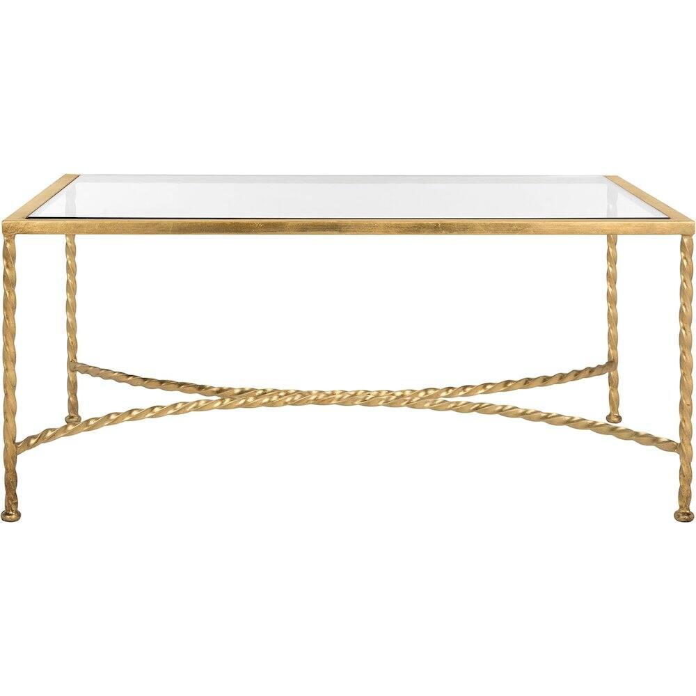 Angle. Safavieh - American Homes Collection Matilda Gold Leaf Glass Couture Coffee Table - Gold.