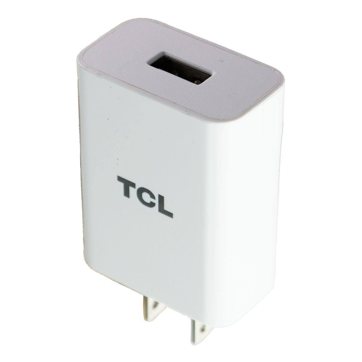Front. TCL - Adaptive Output Single USB Port Travel Charger Wall Adapter - 5V/3A - White.