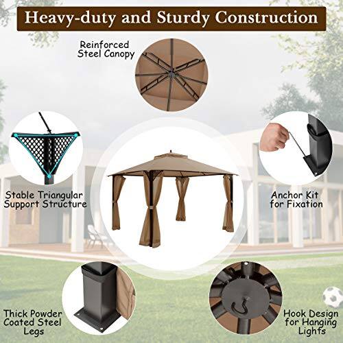 Heavy-duty and Sturdy Construction

Reinforced Steel Canopy

Stable Triangular Support Structure

Anchor Kit for Fixation

Thick Powder Coated Steel Legs

Hook Design for Hanging Lights