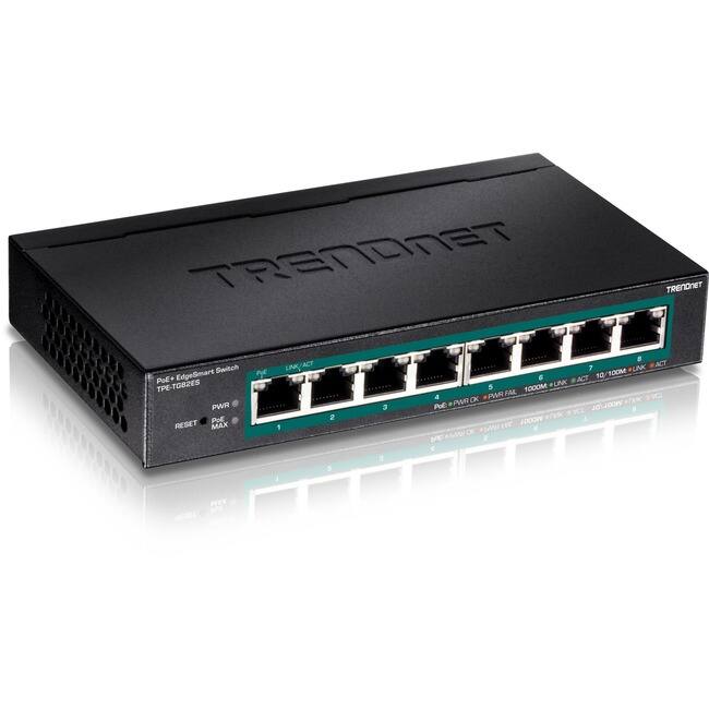 Trendnet - 8-Port Gigabit EdgeSmart PoE+ Switch, 8 x Gigabit PoE+ Ports, 64W PoE Power Budget, Managed PoE+ Switch, Wall - Unknown