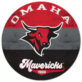 Jardine - Nebraska Omaha Mavericks 20'' x 20'' Retro Logo Circle Sign - Red
