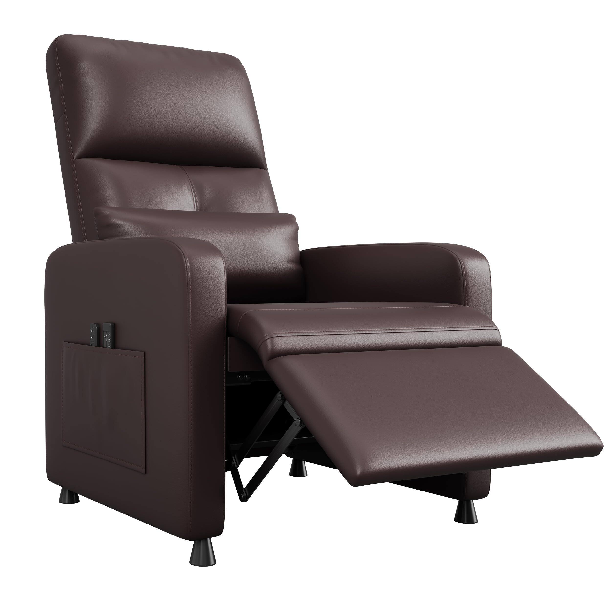 Front. Acekool - Power Recliner Chair with Massage and Heat with Massage Function with Lumbar Support, Adjustable Push Back - Brown.