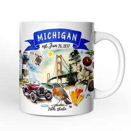 OrnamentallyYou - Artistic Michigan State Themes and Landmarks Mug - White