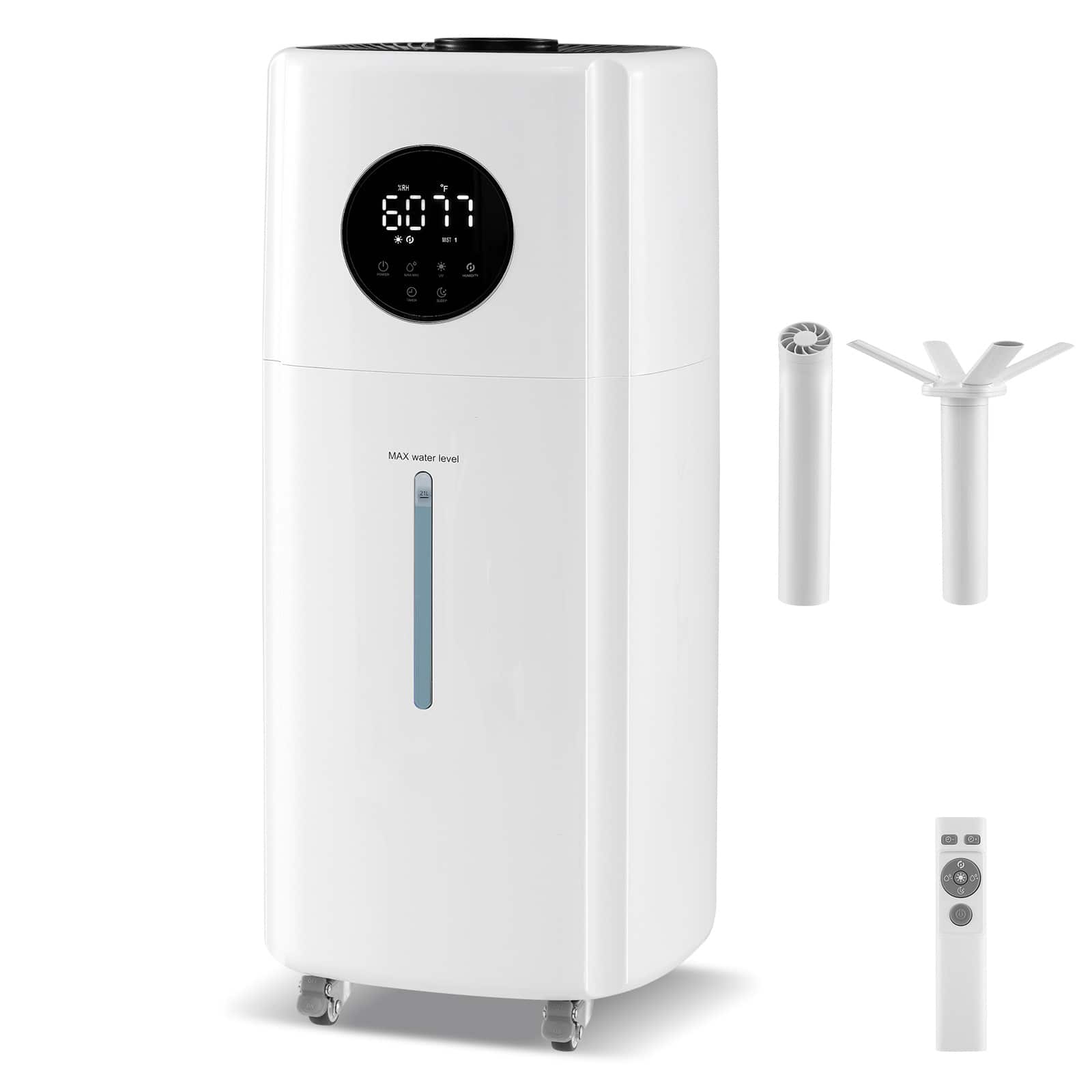 SKONYON - Large Humidifier with Extended Height Options High Mist Output Long Runtime and Remote Control - White