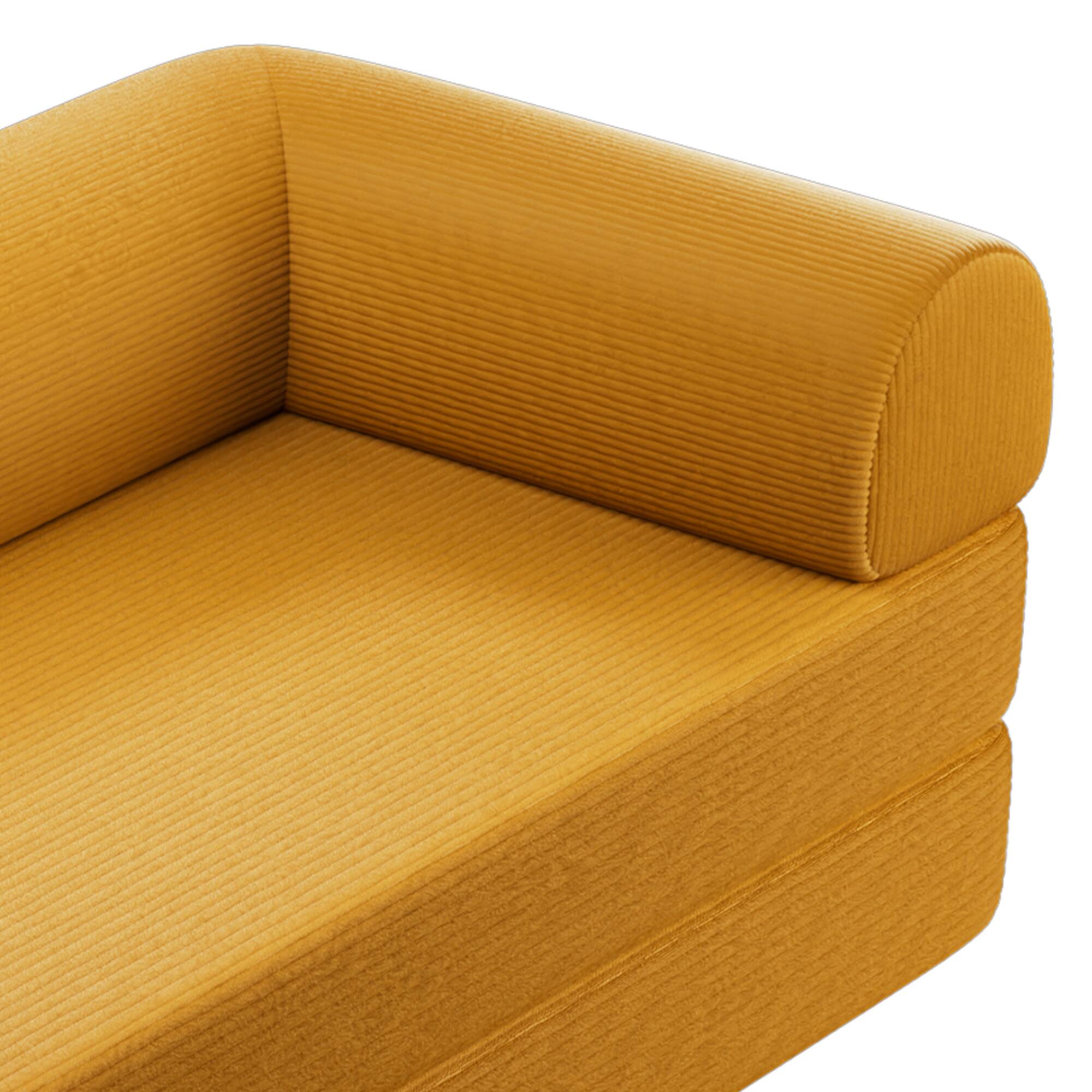 Alt View 2. Vaczon - 79" Modular Convertible Sofa Bed with High-Density Foam and Corduroy Upholstery with Lumbar Pillow Included - Ginger.