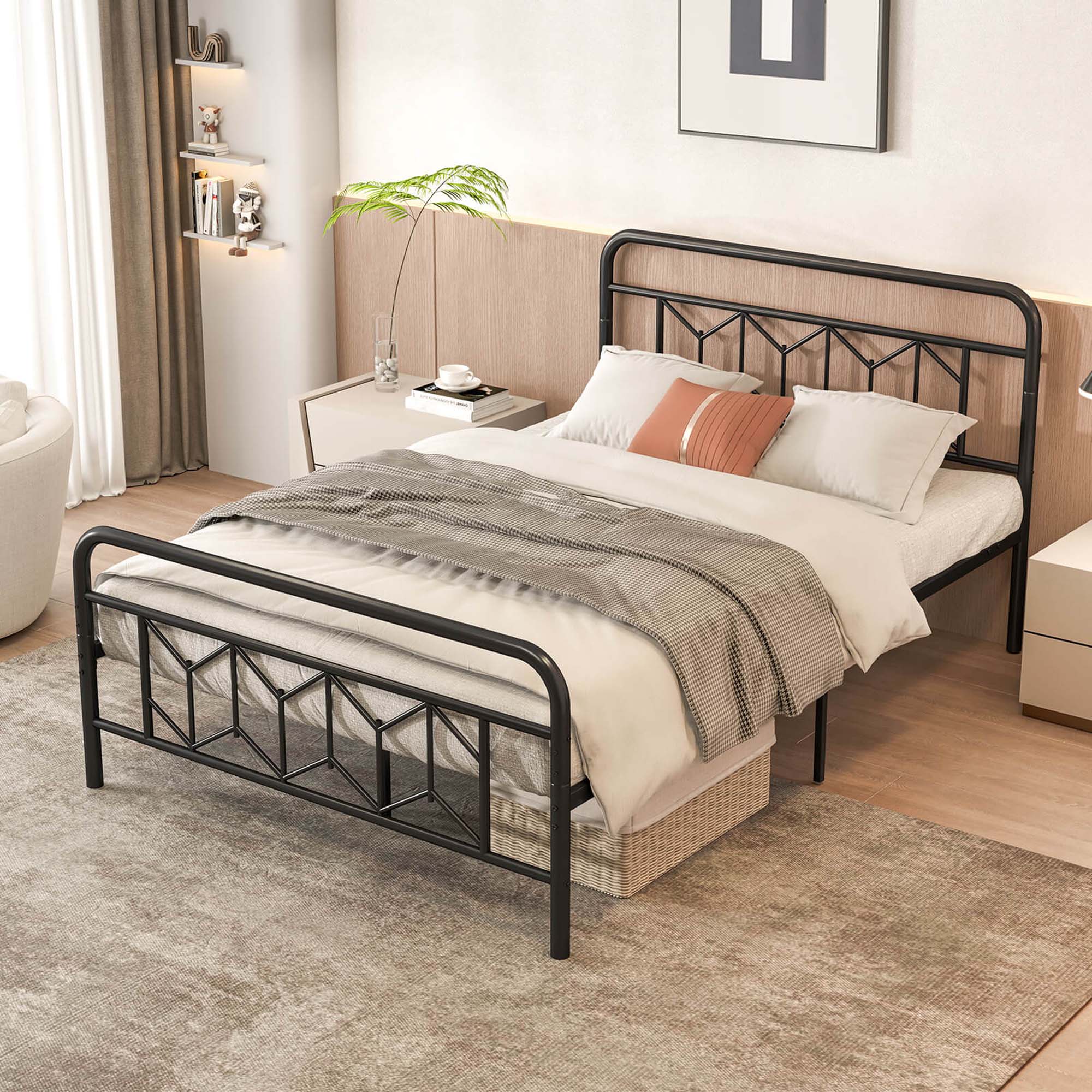 Alt View 4. Costway - Full Size Bed Frame Mattress Foundation with Headboard 12.5" Under-bed Storage - Black.