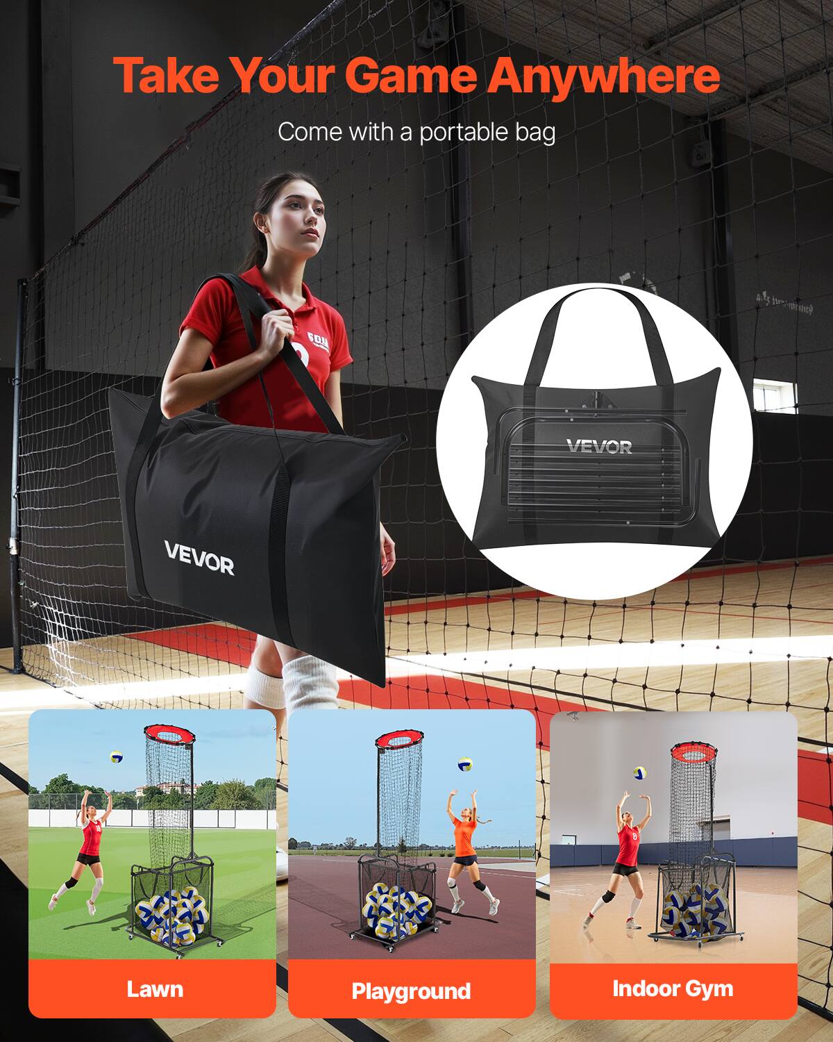 Take Your Game Anywhere  
Come with a portable bag  

VEVOR  

Lawn  
Playground  
Indoor Gym