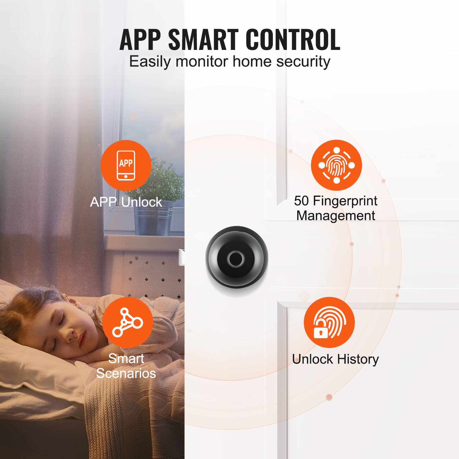 APP SMART CONTROL
Easily monitor home security
APP Unlock
50 Fingerprint Management
Smart Scenarios
Unlock History