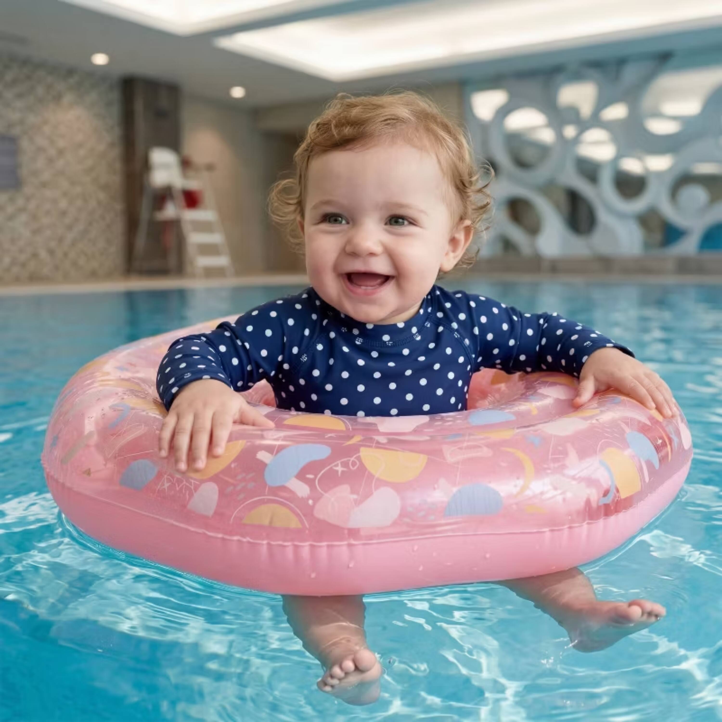 Front. Joyfy - Baby Swimming Float with Safety Seat, Inflatable Baby Pool Float, Infant Swim Float Ring for Age 6-36 Months (Mango).