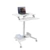 Front. Mount-It! - Mobile Sit-Stand Computer Workstation with Height Adjustment, Device Slot, Keyboard Tray & Bonus Storage - White.