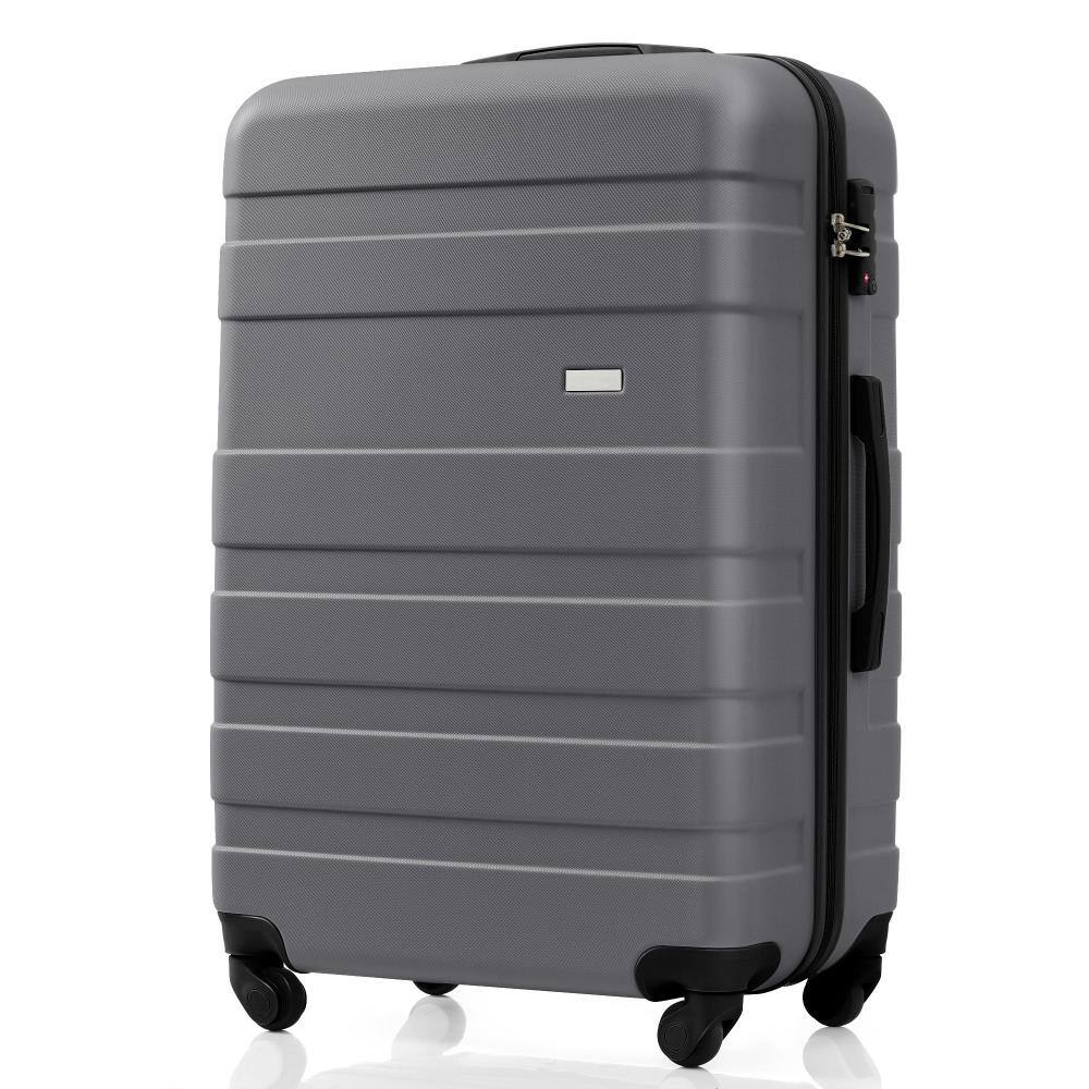 Angle. BreeBe - New Model ABS Hardshell 3 Piece Luggage Set Lightweight Durable Hardside Suitcase Spinner Wheels TSA Lock - Gray.