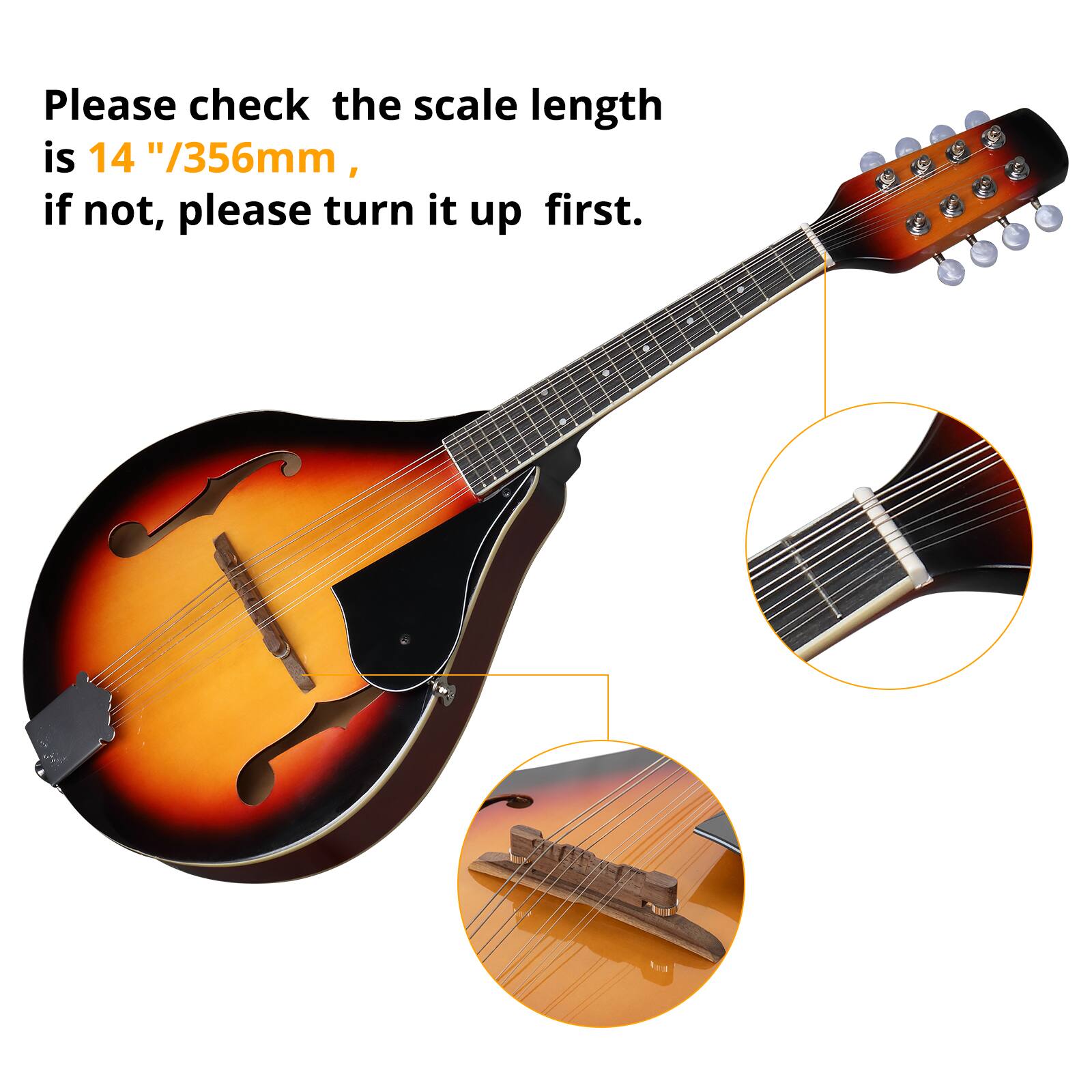 Please check the scale length is 14 "/356mm, if not, please turn it up first.