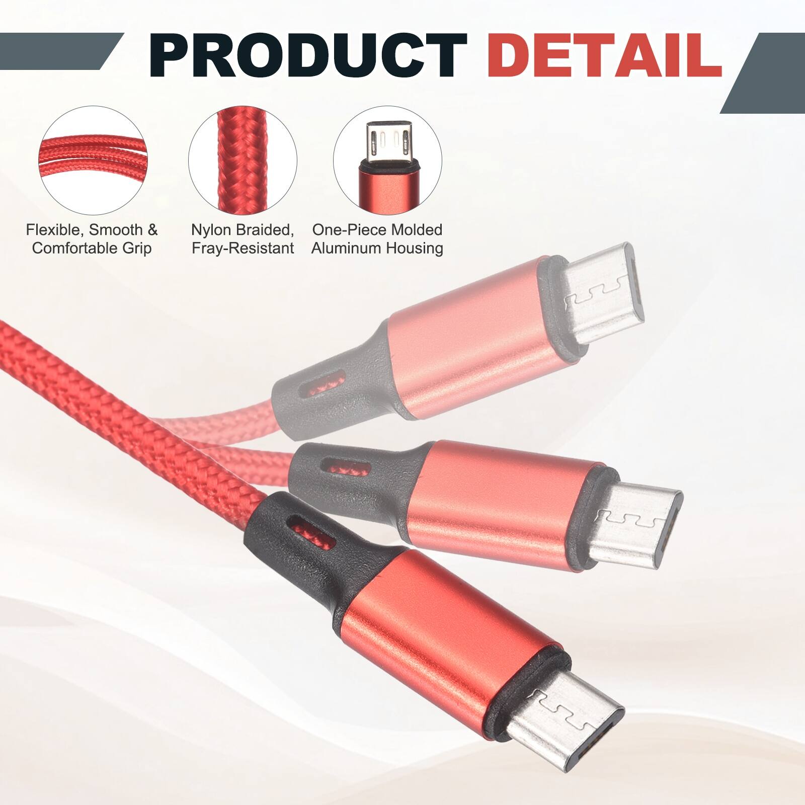 PRODUCT DETAIL

- Flexible, Smooth & Comfortable Grip
- Nylon Braided, Fray-Resistant
- One-Piece Molded Aluminum Housing