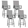 Nuu Garden - Outdoor Patio 4-Piece Swivel Bar Stools, All-Weather Textilene - Gray