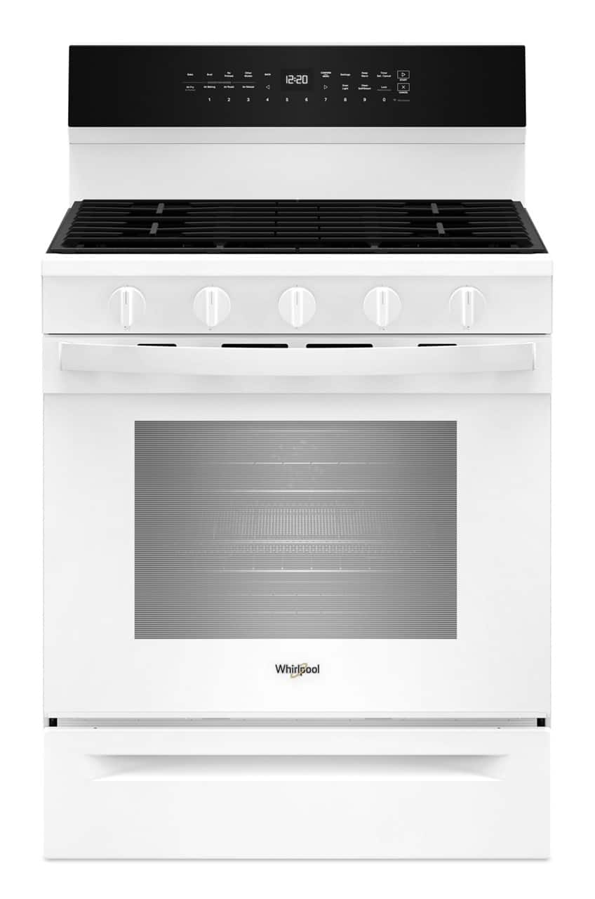 Whirlpool - 5.0 Cu. Ft. Smart Freestanding Gas Range with Air Cooking Technology, No Preheat Air Fry and Steam/Self Clean - White - Front_Zoom