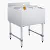 Front. VEVOR - Commercial Ice Bin, 79.9 Qt Max Capacity, 24 x 24 x 33 Inch Stainless Steel Ice Chest with Sliding Lid, 24H Long-Lasting - Silver.