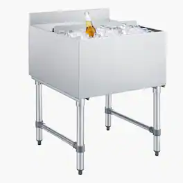 VEVOR - Commercial Ice Bin, 79.9 Qt Max Capacity, 24 x 24 x 33 Inch Stainless Steel Ice Chest with Sliding Lid, 24H Long-Lasting - Silver