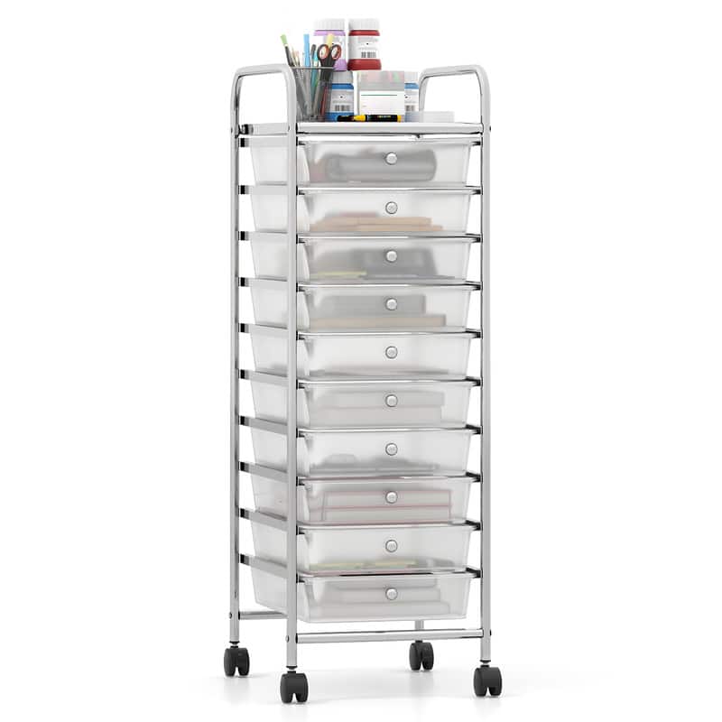 WELLFOR - 10-Drawer Rolling Storage Cart with Metal Frame and Lockable Universal Wheels, Scrapbook Paper Office School Organizer - Transparent price history on PriceWatchPro