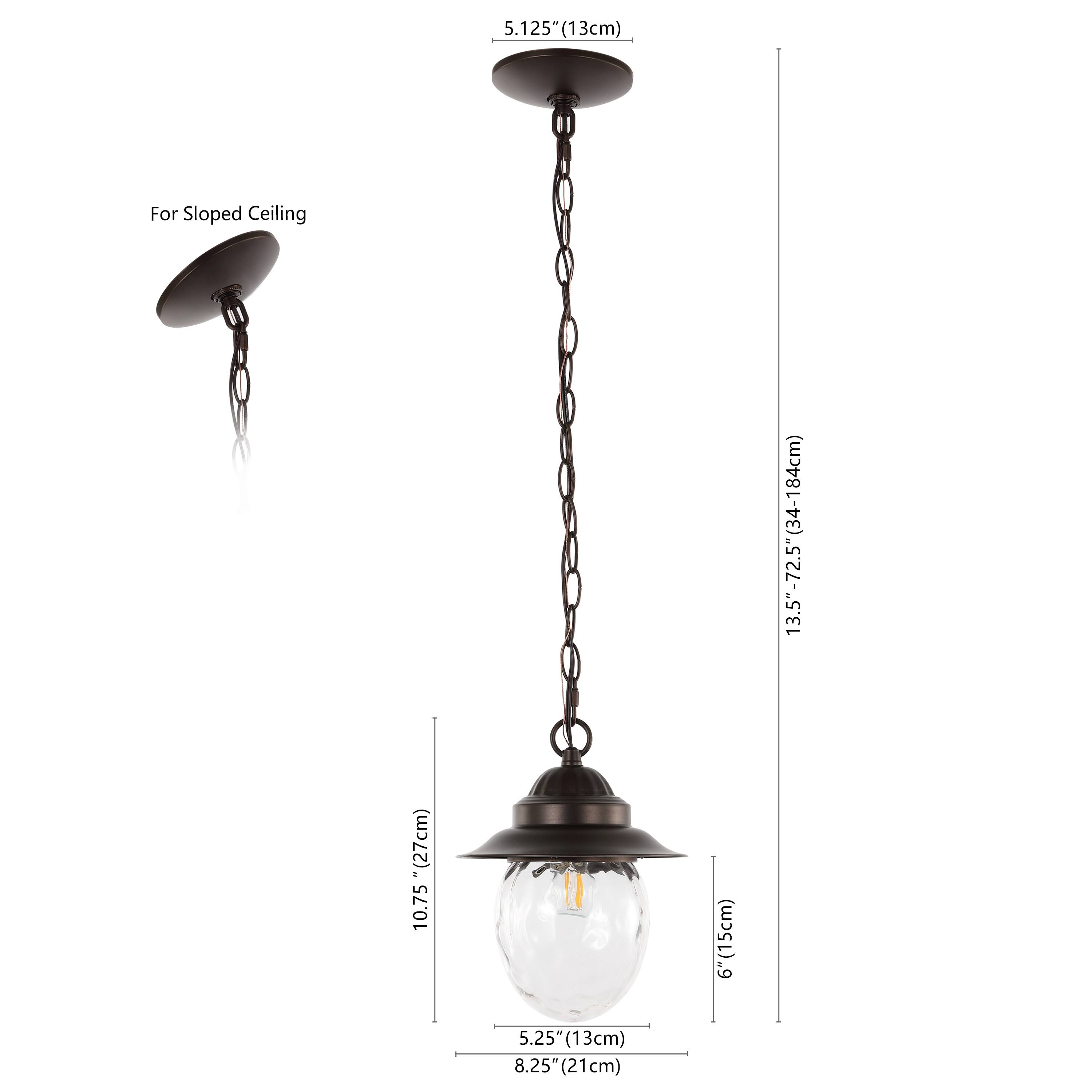 5.125" (13cm)  
For Sloped Ceiling  
13.5"-72.5" (34-184cm)  
10.75" (27cm)  
6" (15cm)  
5.25" (13cm)  
8.25" (21cm)