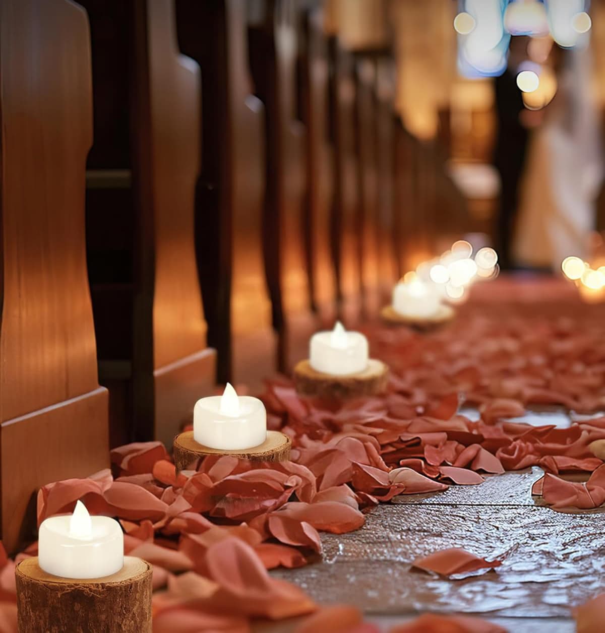 Alt View 2. FINEAK - 24 Pack Pure White LED Flameless Tea Lights: Battery Operated, 200+ Hours, Realistic, for Halloween, Christmas & Wedding - White.