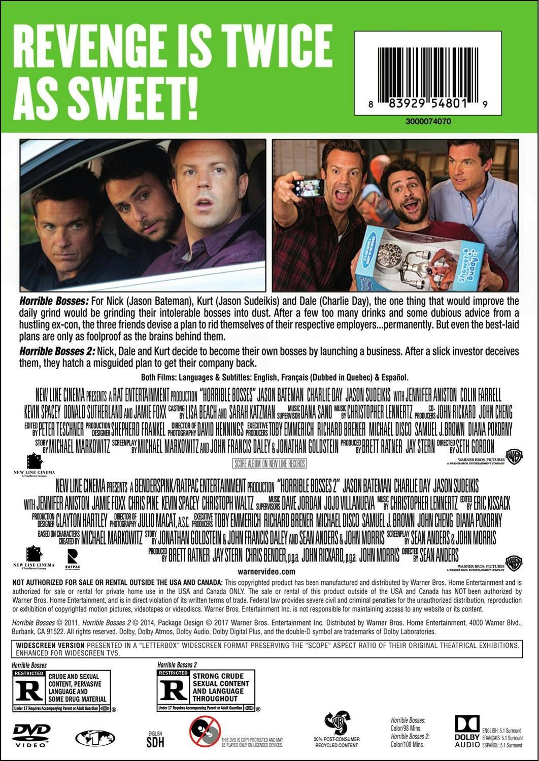 Back. Horrible Bosses/Horrible Bosses 2 (DVD Double Feature) [DVD].