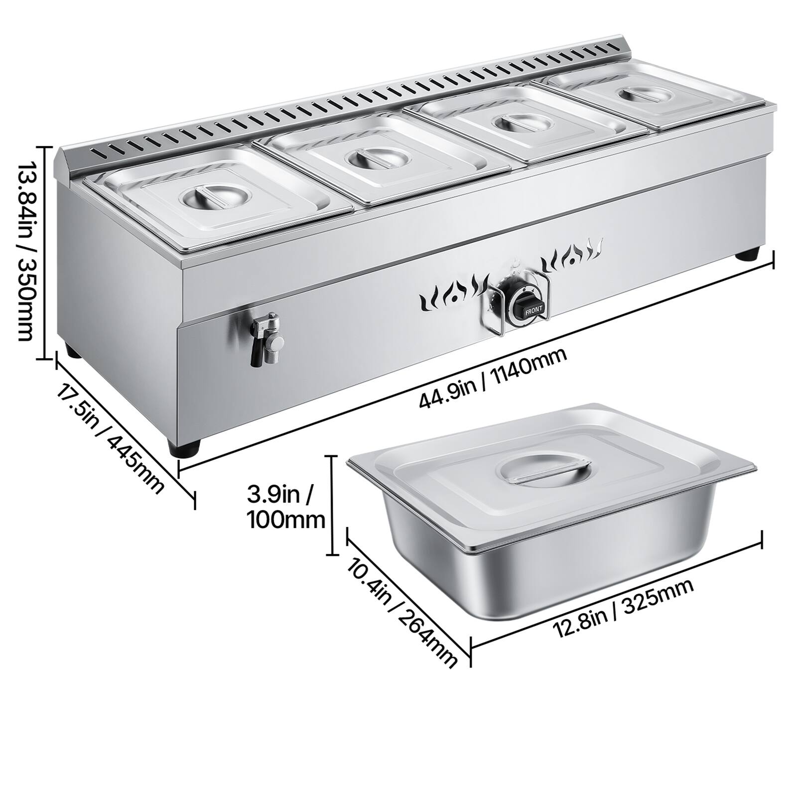 13.84in / 350mm  
17.5in / 445mm  
44.9in / 1140mm  
3.9in / 100mm  
10.4in / 264mm  
12.8in / 325mm