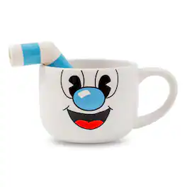 Toynk - Cuphead Mugman Ceramic Coffee Mug and Straw | Holds 20 Ounces - Blue