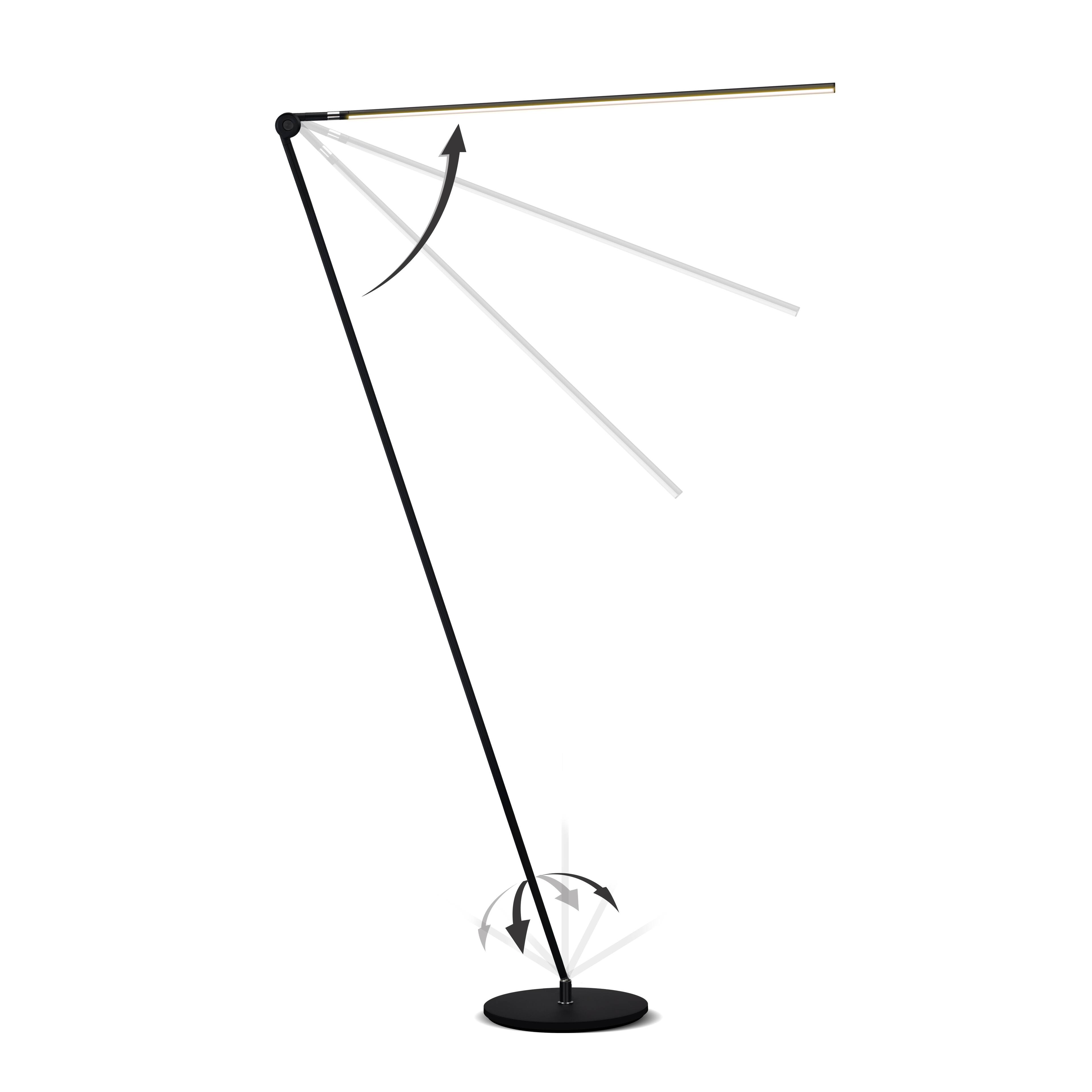 Front. Brightech - Libra LED Modern Industrial Arc Dimmable Super Bright Floor Lamp with Rotating Height-Adjustable Head - Classic Matte Black.
