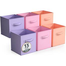 Sorbus - Fabric Storage Cubes - 6 Foldable Storage Bins for Organizing Pantry, Cubbies, Toy Box - Clothes Storage - Pastel Orange, Purple, Pink