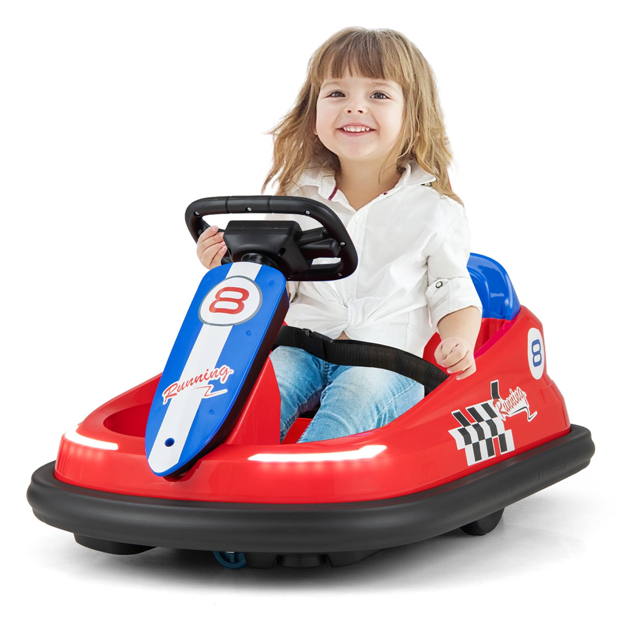 Costway - 6V Electric Kids Ride-on Bumper Car with 360° Spinning Dual Motors 2 Speeds - Red