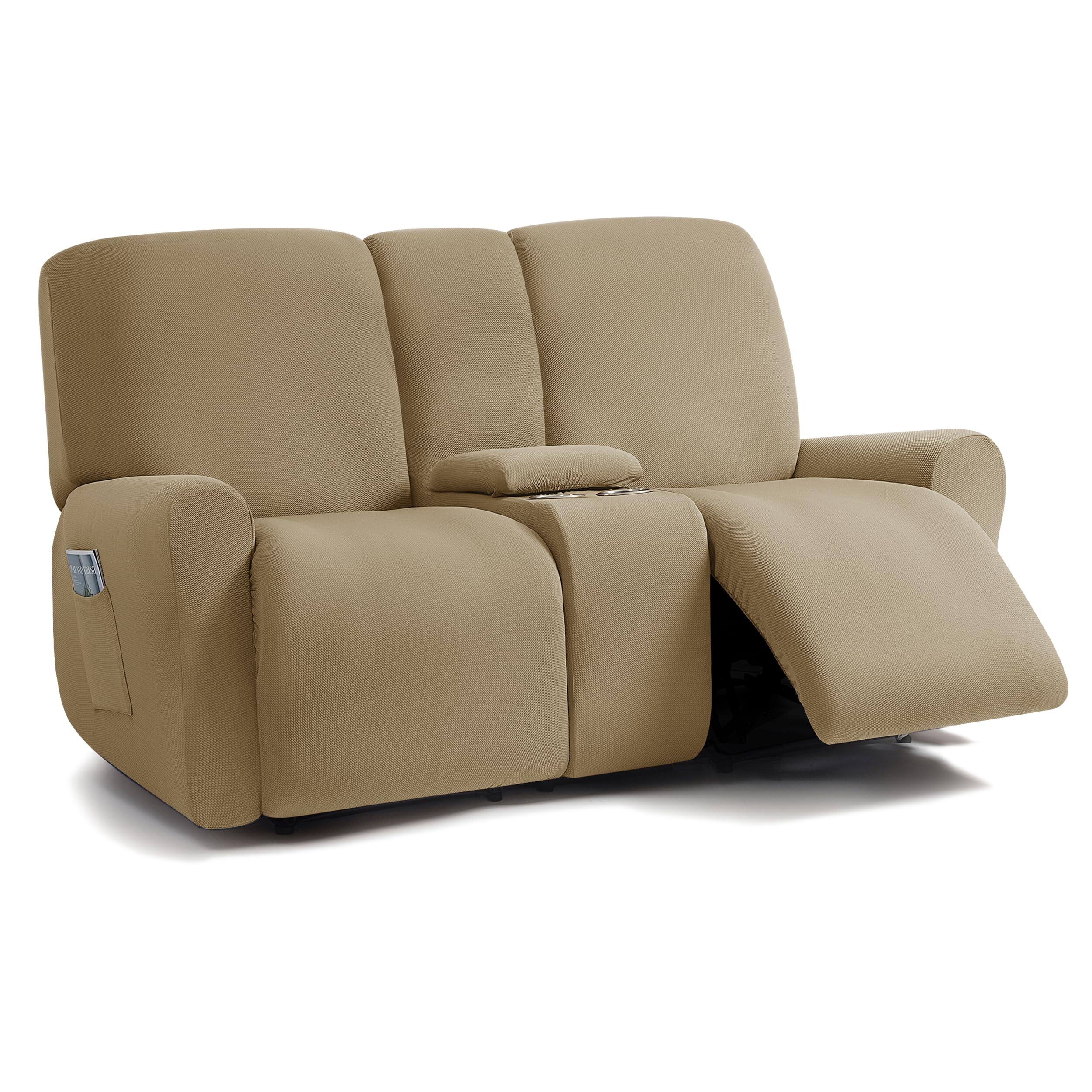 Sand Loveseat With Console Recliner Slipcover