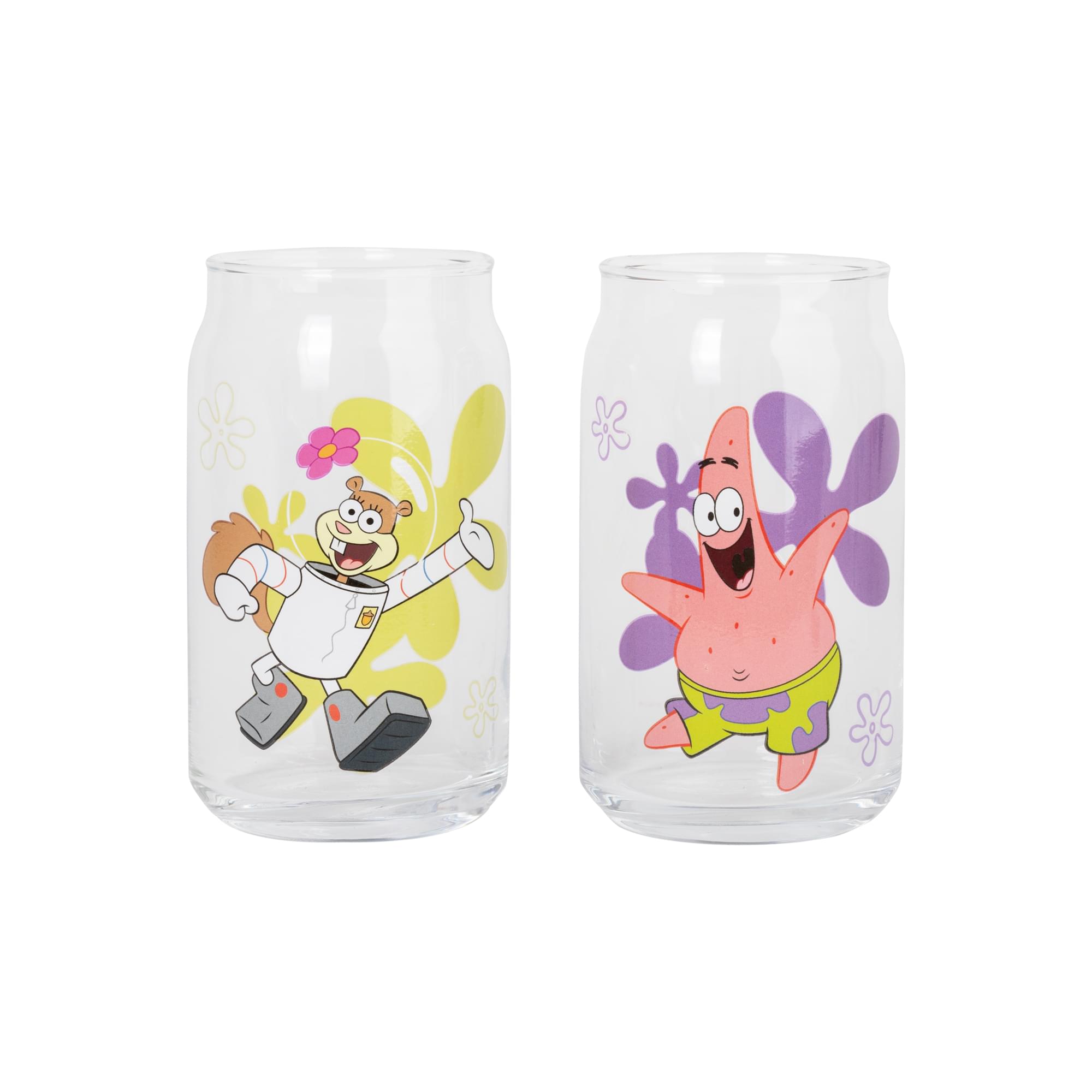 Alt View 10. Silver Buffalo - Nickelodeon SpongeBob SquarePants Characters Can-Shaped Glass Cups | Set of 4 - Multi-Colored.
